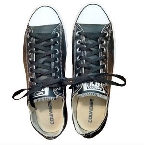 Converse All Star Low Top Leather Sneakers Size Men 10.5 Women 12.5 Black